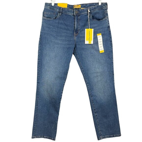 REGAL EXCHANGE Men Blue Denim Jean 40X32 Super Stretch Straight Leg Mid Rise NWT - Picture 1 of 12